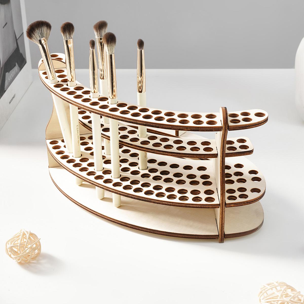 Simple Wooden Elliptical Pencil Holder, Handmade Wood Craft, Desk Organizer, Decorative Pen Stand, Ideal for Study Room, Makeup Table, Bookshelf