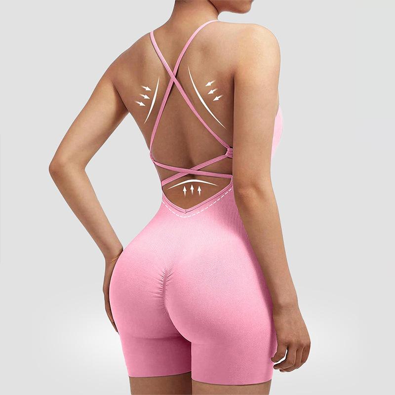 Women's Stretchy Polyester Tank Top Sports Jumpsuit - Body-Hugging High-Waist Cut 1-Piece Suit, Moisture-Wicking Easy-Care Activewear, Workout Jumpsuits for Pilates Gym Clothes & Yoga Wear (Multiple Colors)