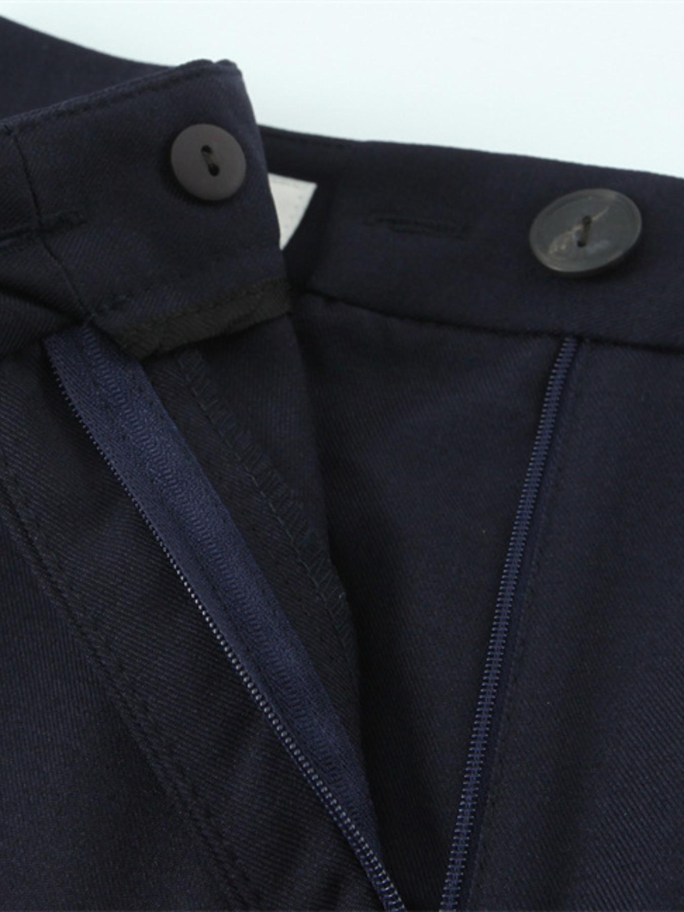 Women's Office Commute Button Zipper Closure Solid Color Patchwork Fitted Straight Leg Pants, Casual Business Wear, Comfortable and Stylish