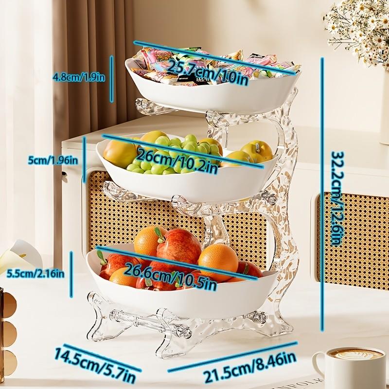Three-Tier Fruit Basket with Stand, Detachable Snack/nut/cake/dessert/vegetable Storage Box, Perfect Kitchen Counter Organizer