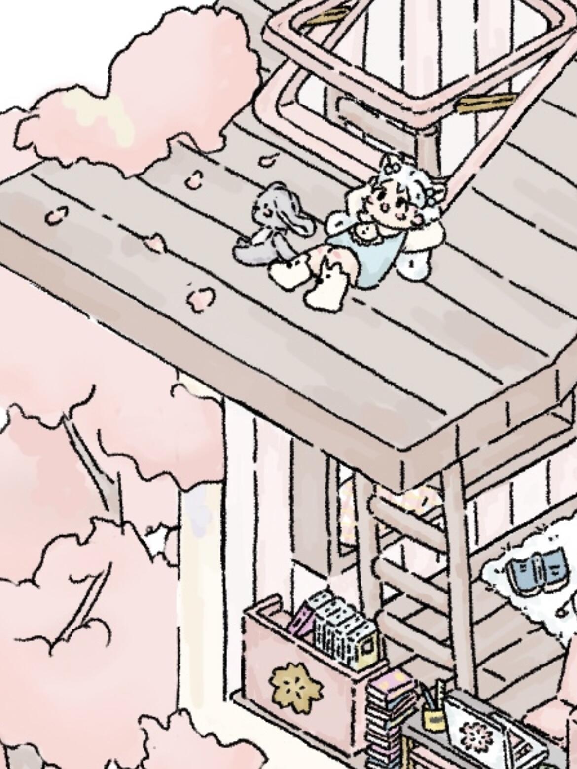 Spring Sakura Flowers Stickers, Floral House Miniature Landscape, Fantasy & Nature, DIY Kawaii Cherry Blossom Sticker Sheet