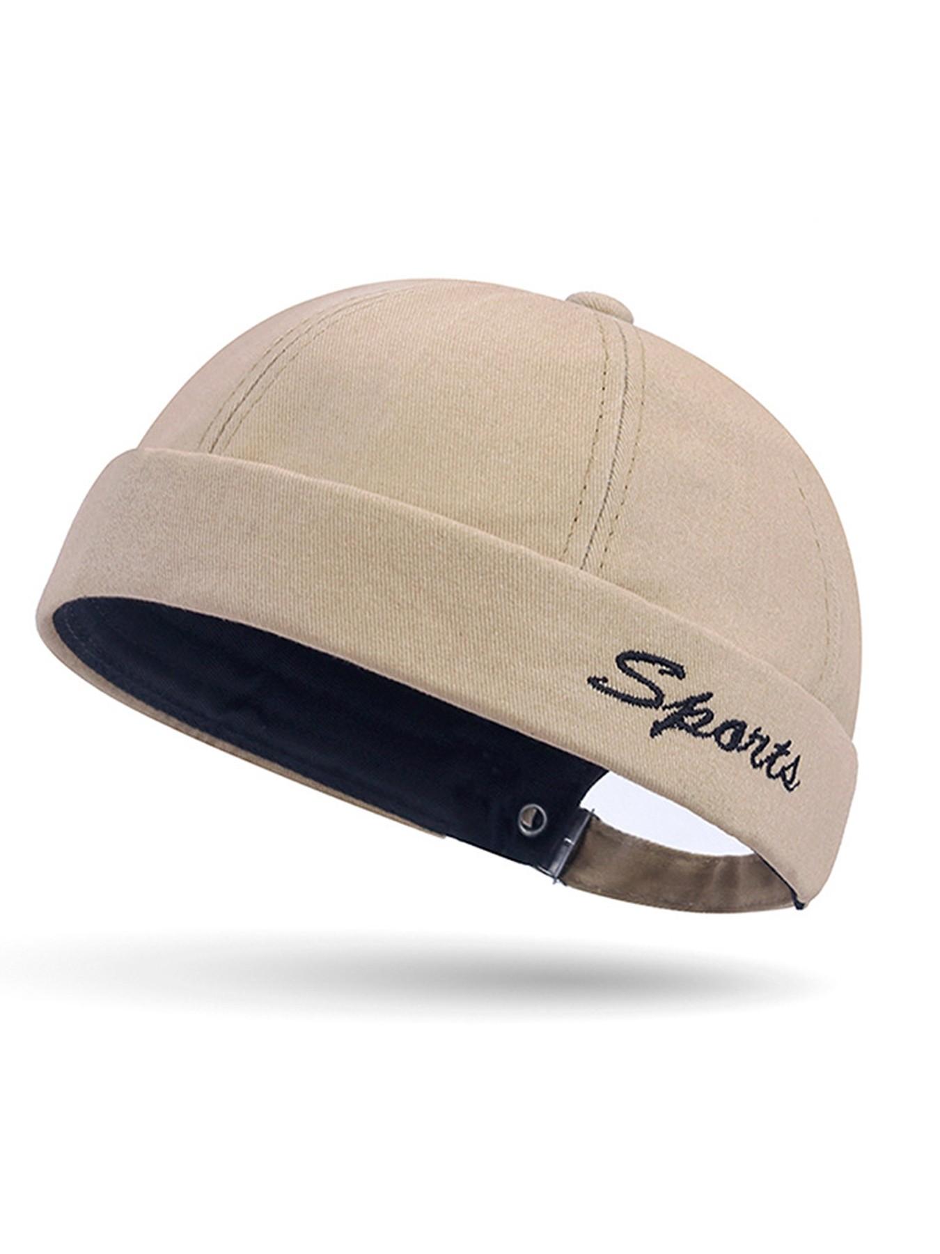 Brimless Cap Unique Men Casual Docker Beanie Watch Cap Rolled Cuff Harbour Hat Adjustable Landlord Hat Sailor No Brim Skull Cap