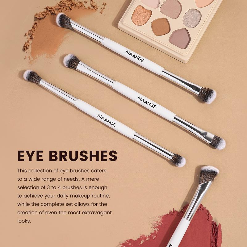 MAANGE 12pcs Synthetic Makeup Brushes Set with Cosmetic Bag, Foundation Brush Loose Powder Brush Highlight Brush Contour Brush Concealer Brush Eyeshadow Brush Blending Brush Eyebrow Brush Nose Shadow Brush Eyeliner Brush, Gift for Women & Girls