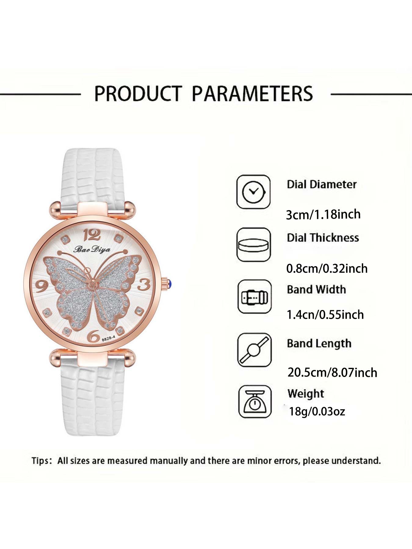 2-piece/Set Fashionable Minimalist Ultra-Thin Women's Butterfly Silver Powder Quartz Watch Leisure Leather Pin Buckle Watch Set