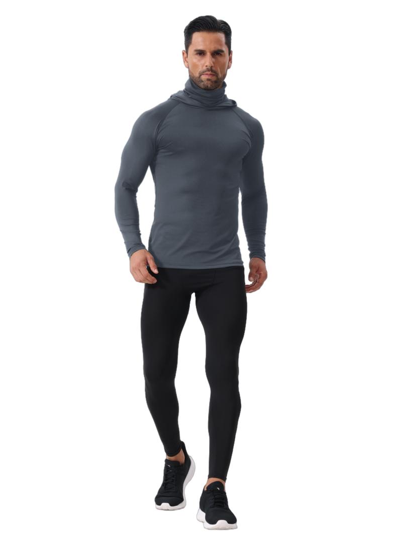 [Quick Dry Hoodies] 3 Men's Quick Drying Breathable Hoodies With Masks |   Long Sleeved T-shirt - Spring And Autumn Compression Sports Top - Enhance Your Workout Performance, It's A Gift
