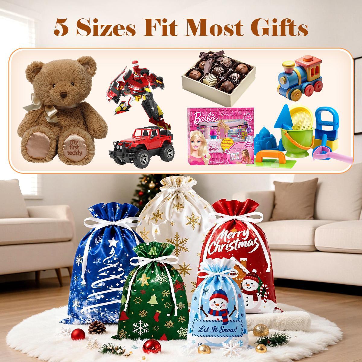 2026 25PCS Christmas Gift Bags Set with Gift Tags, Luxury Foil Xmas Treat Bags, Holiday Party Favor Bags for Candy, Cookies, Small Gifts & Christmas Decorations