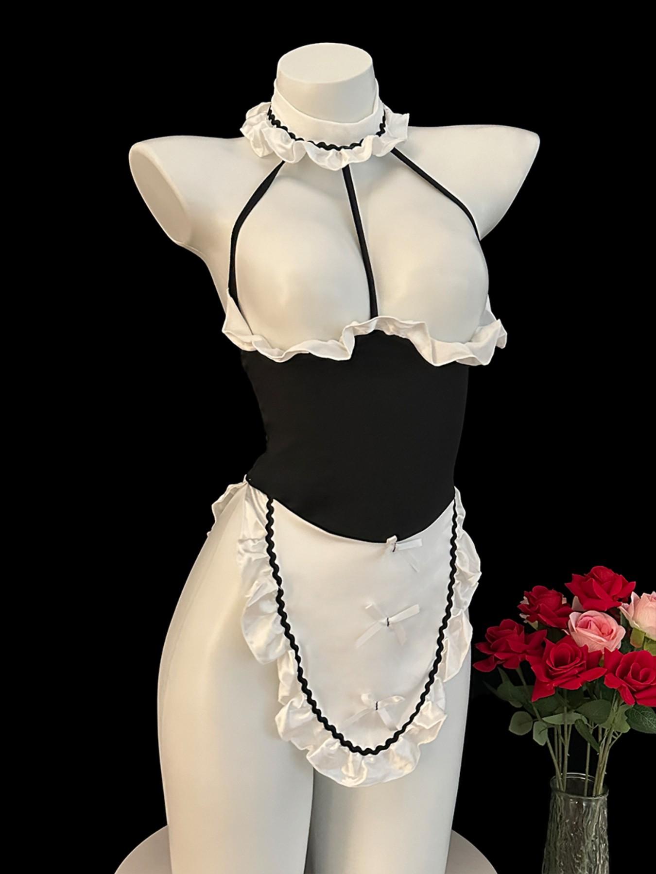 Sexy Maid Costume Set, One-Piece with Headpiece, Fun and Passionate Design, Unforgettable Hot Maid Clothing
