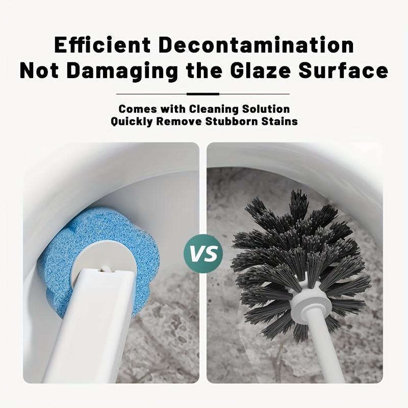 Household Toilet Cleaning Brush with Holder, 12 Disposable Replacement Heads - Floral No Dead Corners Bathroom Cleaner Supplies