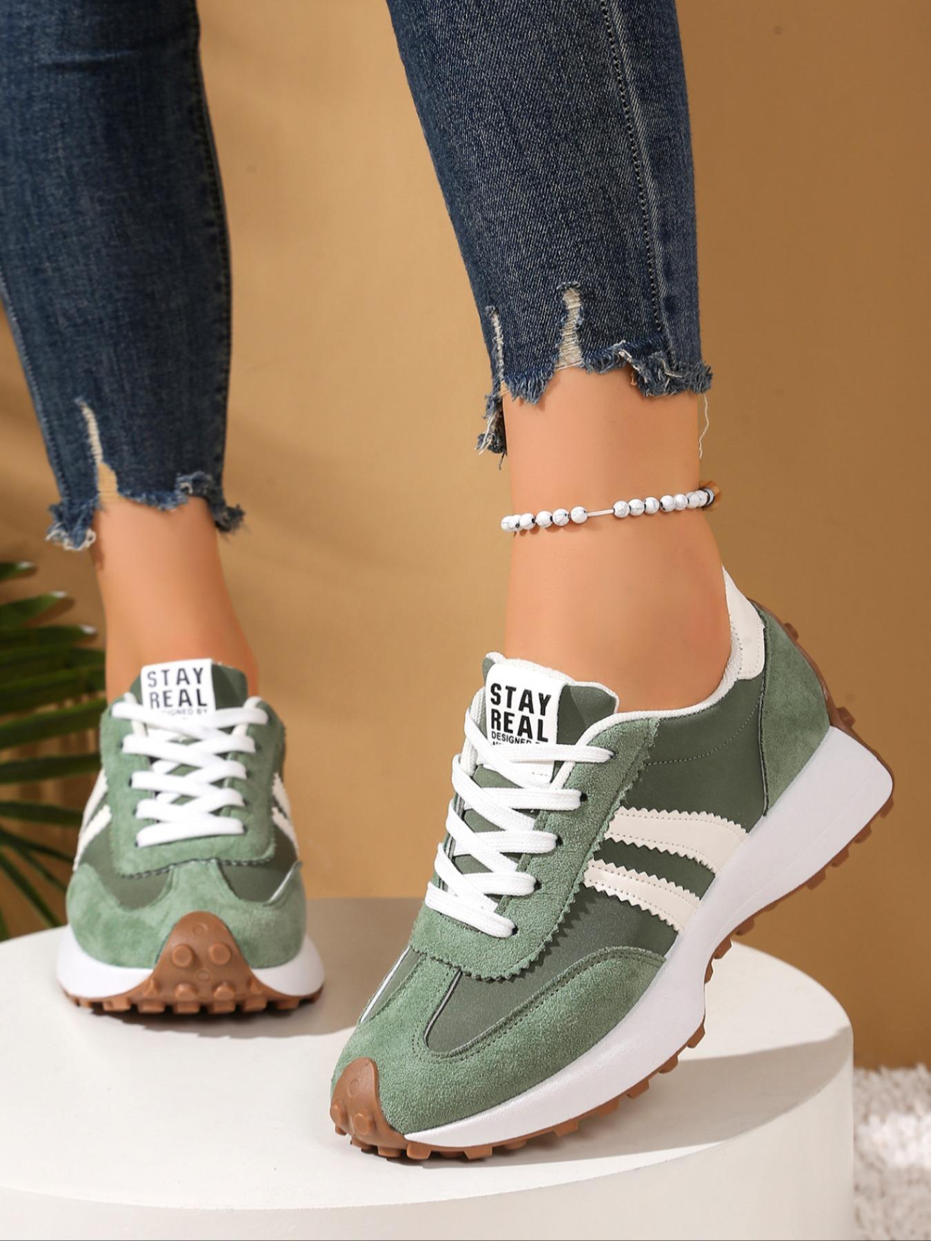 Women's Comfortable Lace-Up Sports Shoes, Lightweight Multi-Functional Casual Shoes, All-Season Wear, Anti-Slip Rubber Sole, Outdoor Sports Sneakers, Fashion Athletic Sneaker, Stylish Sneakers, All Seasons Sneakers