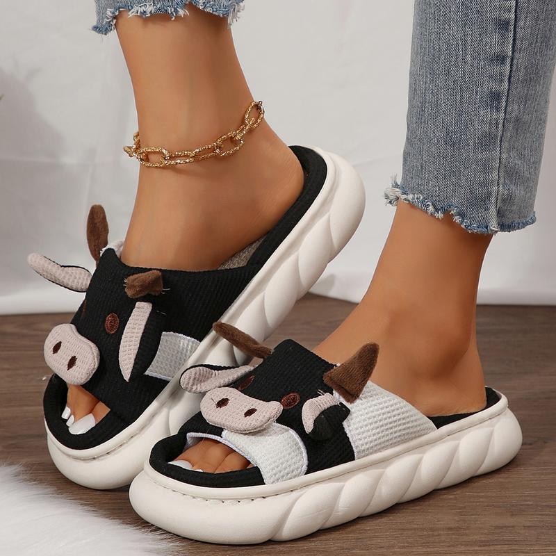 Cow Slippers Slides for Women House Shoes for Woman Lovely Cartoon Animal Shape  Women Men Home Indoor Springfresh