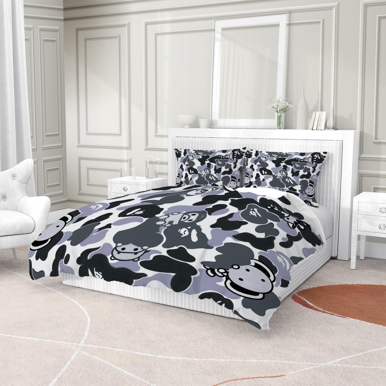 2/3 PCS Cartoon Camouflage Anime Style  Duvet Cover Set, Youthful Personalized Duvet Cover with Zipper, Easy to Remove, Trendy Decor for Bedroom, Housewarming Christmas Birthday Gift for Teens & Toy Collectors, No Filling