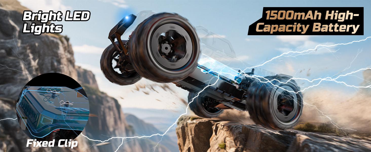 DEERC 9300 Remote Control Car High Speed RC Cars for Adults 1:16 Scale 40 KM/H 4WD Off Road Monster Trucks,2.4GHz All Terrain Toy Trucks with 2 Rechargeable Battery