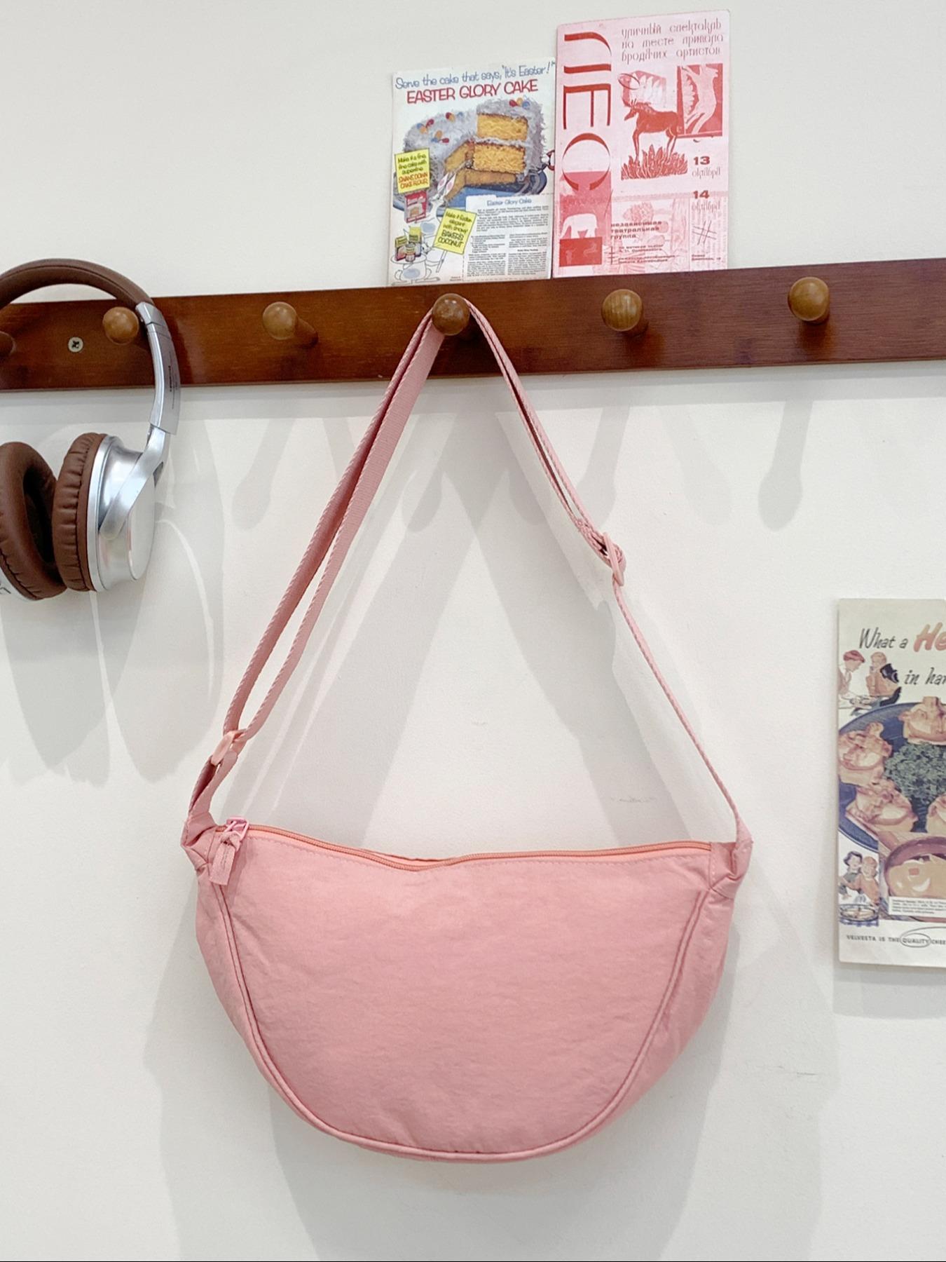 Smart Moon Shape Bag, Adjustable Shoulder Strap Mini Bag, Lightweight Waterproof Nylon Material, Zipper Closure, Casual Crossbody Bag for Everyday Use