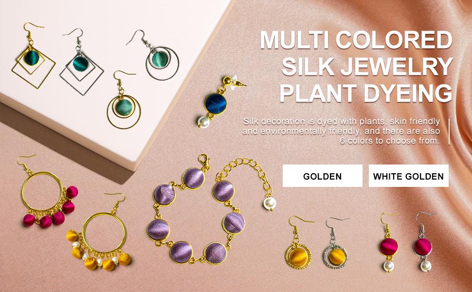 【Summer Gift】-Multicolour silk bracelet in silver – Hypoallergenic silk jewelry dyed with natural plant extracts.