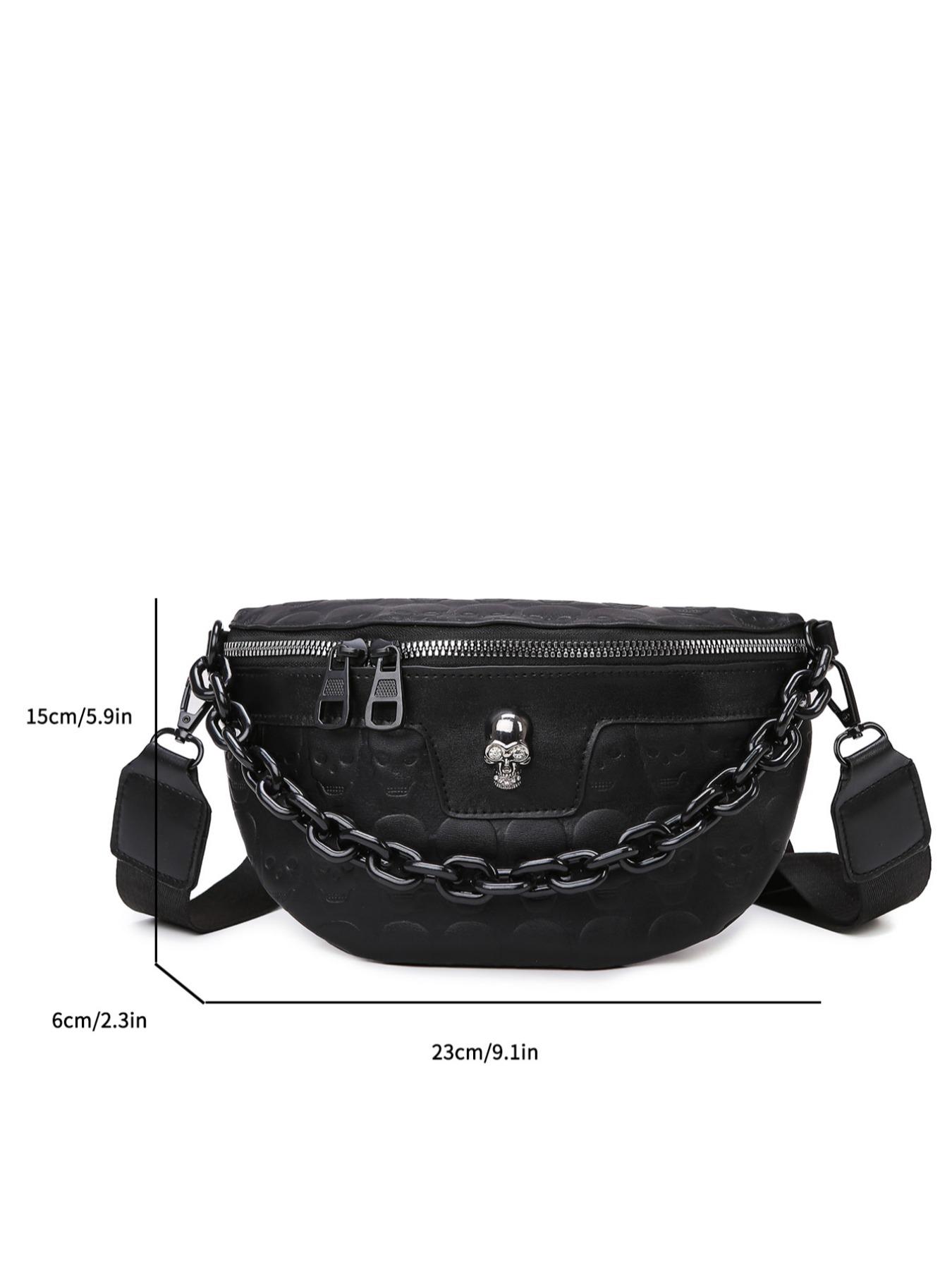 New Unique Design Skull Pattern Bag, Bold Fashionable Shoulder Crossbody Bag, Versatile Style for All Occasions, Crossbody Chain Bag, Fashionable Unique Bags