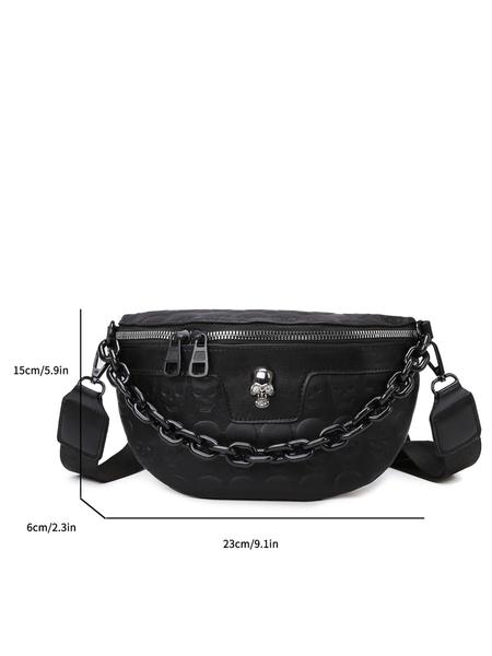 New Unique Design Skull Pattern Bag, Bold Fashionable Shoulder Crossbody Bag, Versatile Style for All Occasions, Crossbody Chain Bag