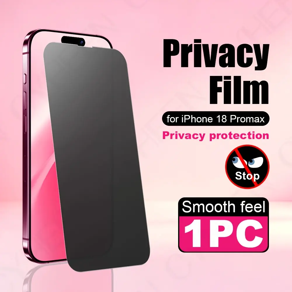 1 Pcs Privacy Screen Protector, 9H Hardness Screen Film, for iPhone 18 Pro Max/18 Pro/17 Pro Max/17/16/16E/15/14/13/12/11/X/XS/XSMAX Plus Pro Max, Anti-spy Glass