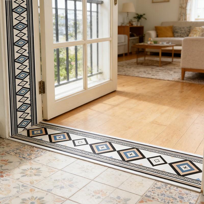 Durable Vinyl Self-Adhesive Wall Border, Geometric Pattern, Glossy Finish, Easy Maintenance, Multi-Purpose Decor for Baseboards and Walls