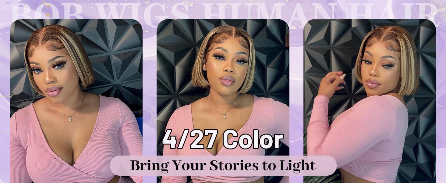 Nerkre Bob Wig Human Hair Highlight Ombre 13x4 Lace Front Wigs 4/27 Honey Blonde Wigs Human Hair Nerkre Bob Wig Human Hair Highlight Ombre 13x4 Lace Front Wigs 4/27 Honey Blonde Wigs Human Hair