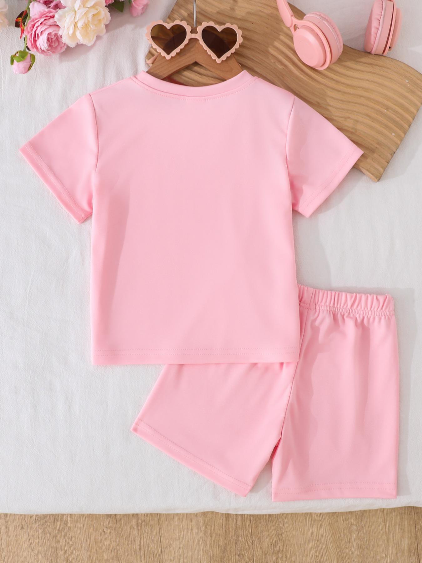 Capybara Girls' Summer 2-Piece Set - Short Sleeve Tee & Shorts Outfit | Soft & Comfortable Everyday Playwear for School, Parties & Outdoor Activities | Multi-Color Options, Ideal Holiday & Birthday Gift Casual Fashion Set Children