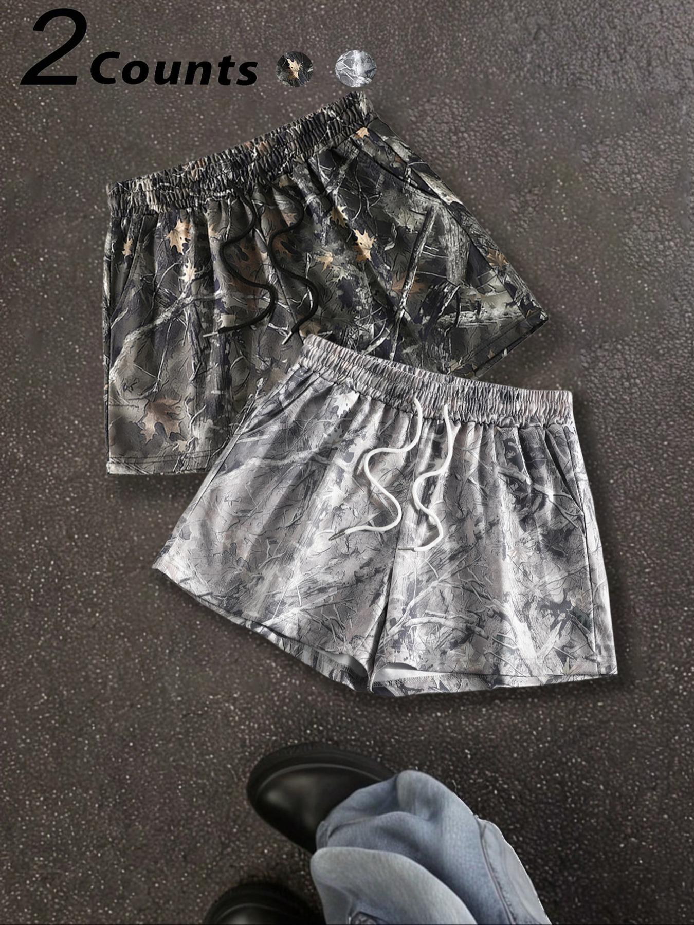 Unisex's Camo Leopard Print Fit Shorts, Casual Comfy Breathable Elastic Sporty Shorts for Summer, Women's Bottoms Womenswear for Daily Wear