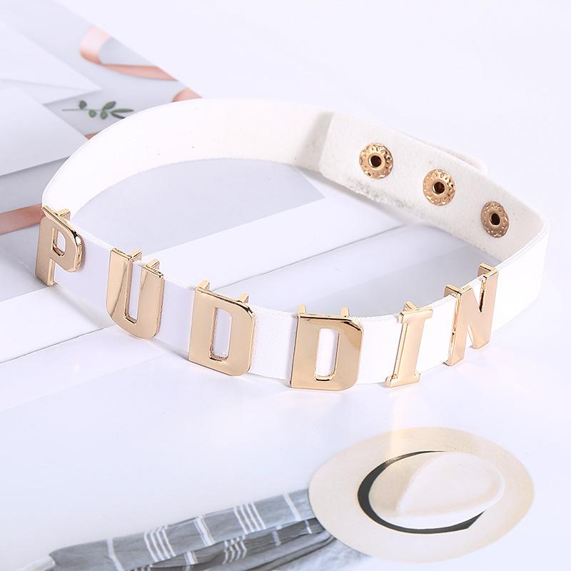 Women's Harley-Style Leather Short Neckband Choker Necklace with Letter Print - Punk Look Cosplay Accessory for Daily Party Outfits, Adult Use, Choker Fit