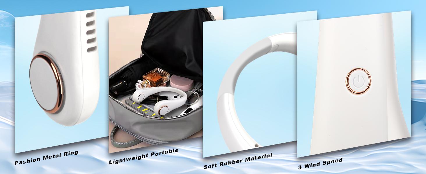 Portable Personal Neck Cooling Rechargeable Bladeless Fan - Hands Free 3 Speed 4000 mAh Battery USB Operated Wearable Headphone Design360° Airflow,3-16 Running Hours, Birthday Gifts for Men Women - for Men Women Outdoor Indoor (White)