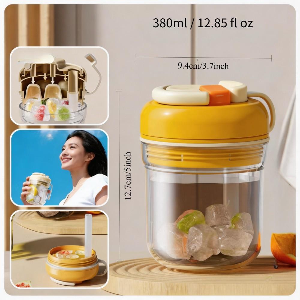 380ML Three-In-One Ice Cube Tray Cup, Portable Square Ice Mold, Press Release Ice, Food Grade, Summer Ice Cube Cup