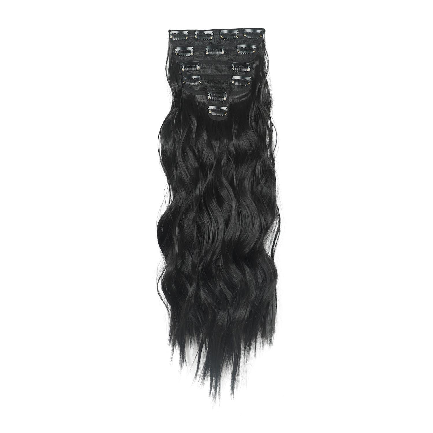 Invisible Clip-In Synthetic Hair Extensions, Thick Natural Long Wavy Hairpieces for Women, Easy to Use, Stylish Look