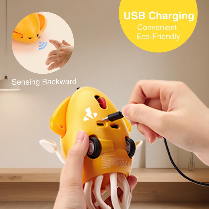 hahaland Dancing Squid Toy Baby Tummy Time Play Crawling Moving Rechargeable Wiggling Musical Funny Baby Girl Boy Birthday Dancing Octopus Baby Toy for 0-3-6-12 Monthes Baby Shower Gifts Toddler Toy Valentine's Day Easter Birthday Gift