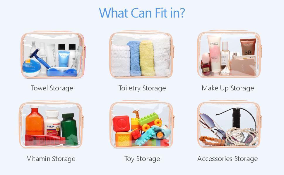 TSA Approved Toiletry Bag, Clear Makeup Bag, Quart Size Organizer, Travel Makeup Cosmetic Bag for Women, Carry on Airport Airline Compliant Pouch