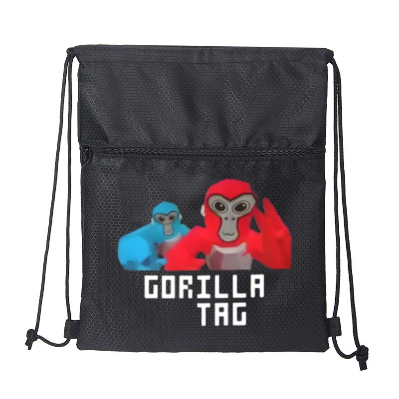 Gorilla Tag Game Characters Print Drawstring Backpack Outdoor Sport Gym Bag Lightweight for Teens Youth Students Unisex Suitable for School Travel Hiking Daily Use Perfect Gift for Christmas Birthday Graduation and Spec