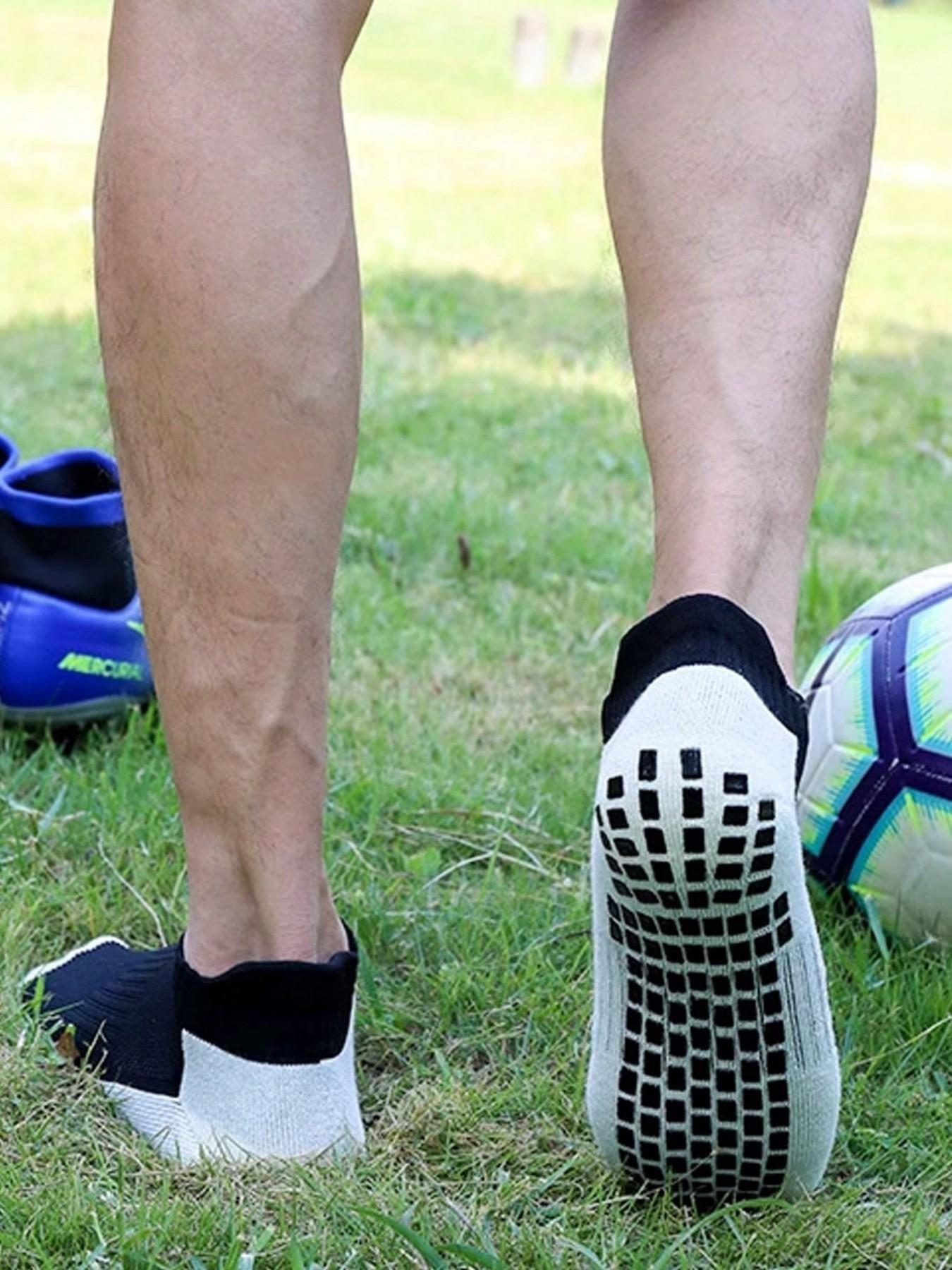 Men's Sporty Colorblock Socks, Anti-Slip Silicone Dots, Breathable Mesh, Sweat-Wicking, Soft and Comfortable, All-Season Football Training Socks