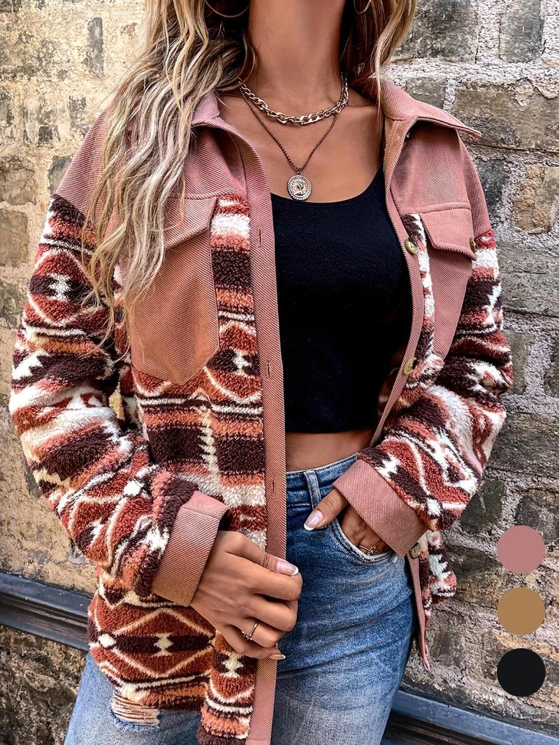 Autumn Winter New Fashion Women's Ethnic Style Plush Casual Coat Jackets, Woven Moderate Thick Fabric, Fitted Spring & Fall Outerwear