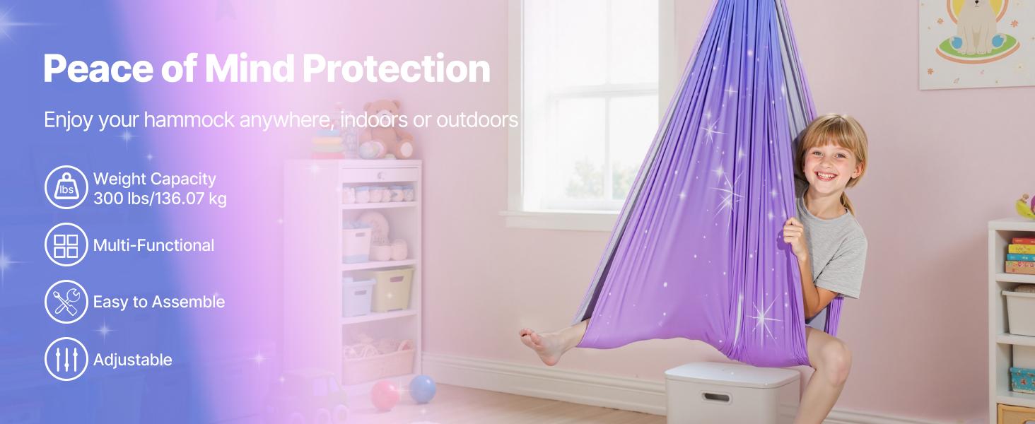 SummerWinsVEVOR Sensory Swing, Double-Layer Fabric Sensorys Hammock, Indoor Outdoor Sensory Swing with 360 Swivel Hanger, O-Sling, Holds up to 300lbs, Adjustable Aerial Yoga, Ceiling Swings for Kidsdealsforyoudays