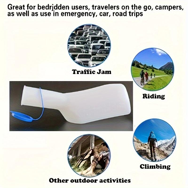 1 piece 33.81 oz white plastic urinal with blue handle - durable, easy-to-carry design, suitable for home and long-distance car travel, 1000ML extended spout version