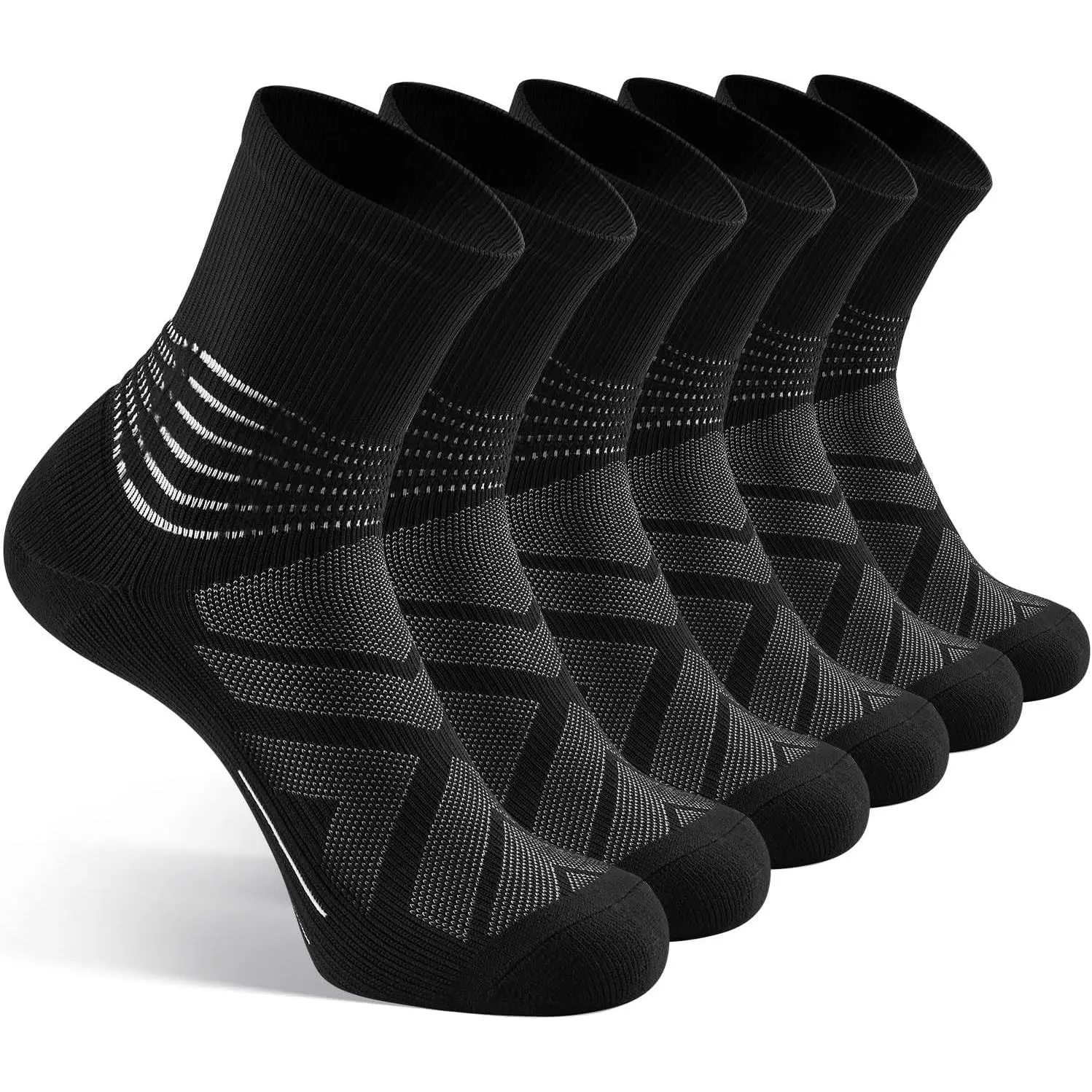 Compression Ankle Support Crew Socks for Men & Women - Moisture Wicking Plantar Fasciitis Relief, Running Hiking Socks, 3 Pairs(Gift)