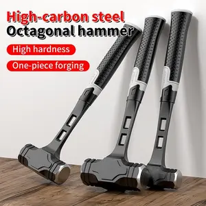 1 Heavy-Duty Octagonal Metal Hammer - Solid High-Carbon Steel Construction, Non-Slip Comfortable and Secure Grip Handle, Handheld Tool for Home Improvement, Carpentry - Gifts for Men, Stocking Stuffers