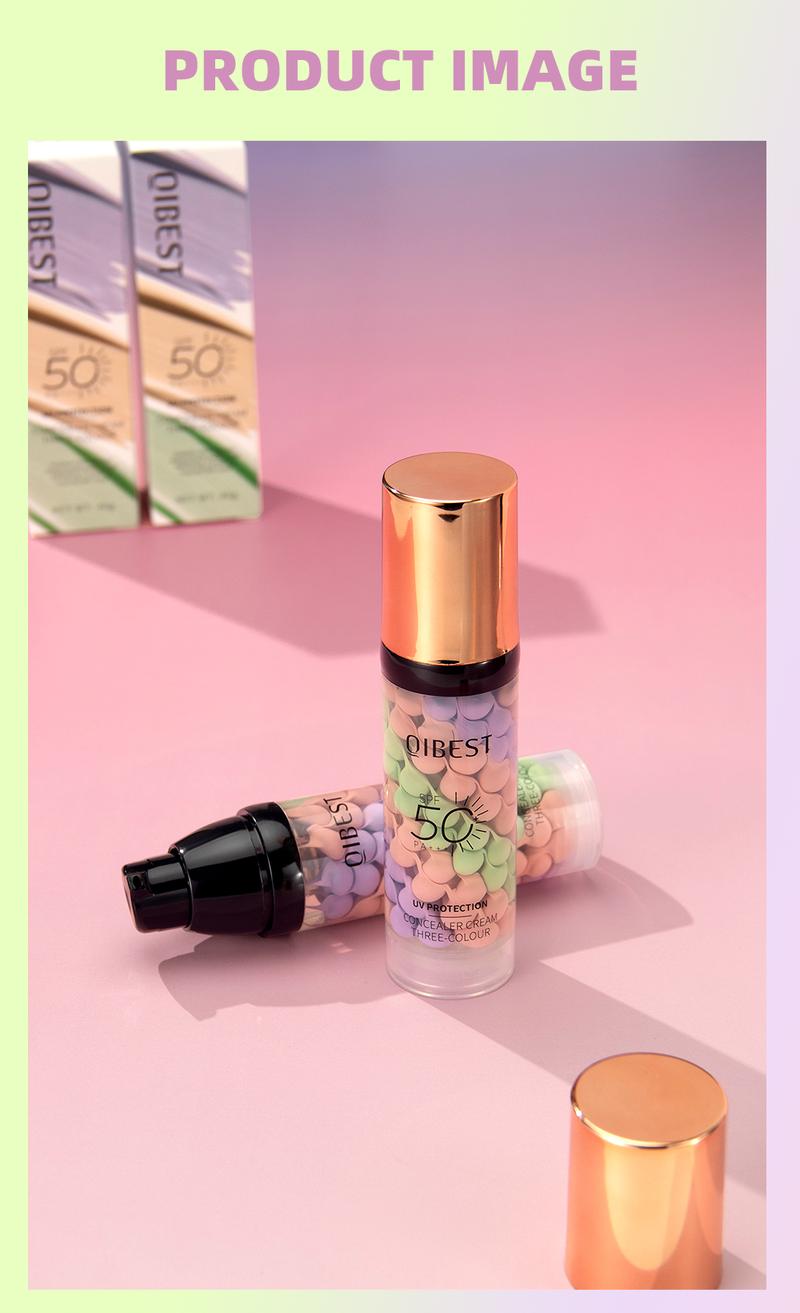 3-in-1 Color Correcting Facial Serum,Moisturizing Primer, , SPF 50 PA++ +Brightening Primer for Even Skin Tone, OilControl & Refreshing, Purple, Pink & GreenTones