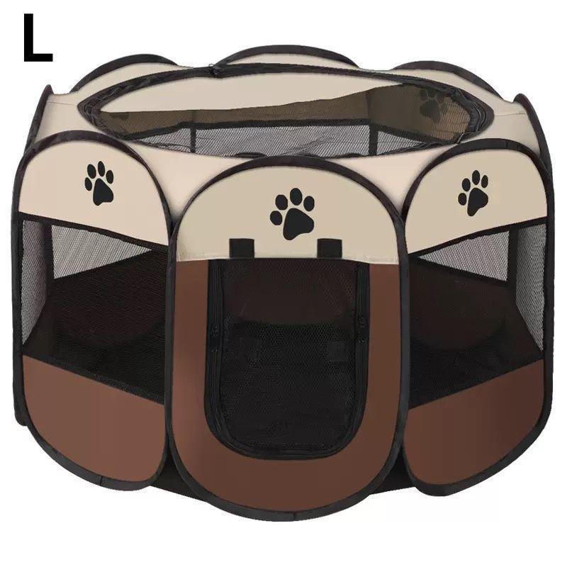 Small Dog Octagonal Fence, Coffee Color Foldable Pet Tent, Portable Outdoor Shelter, Durable Design, Easy Assembly, Perfect for Small Dogs