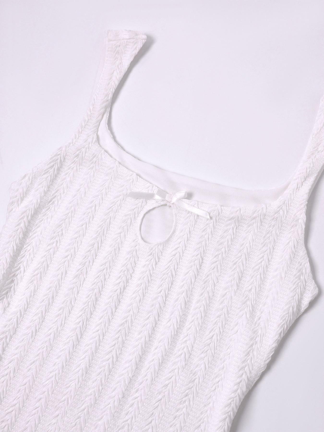 Square Neck Backless Hollow Out Pleated Skirt Dress, Summer Sweet Fashion Y2K Style Short Dress, Casual Mini Dress