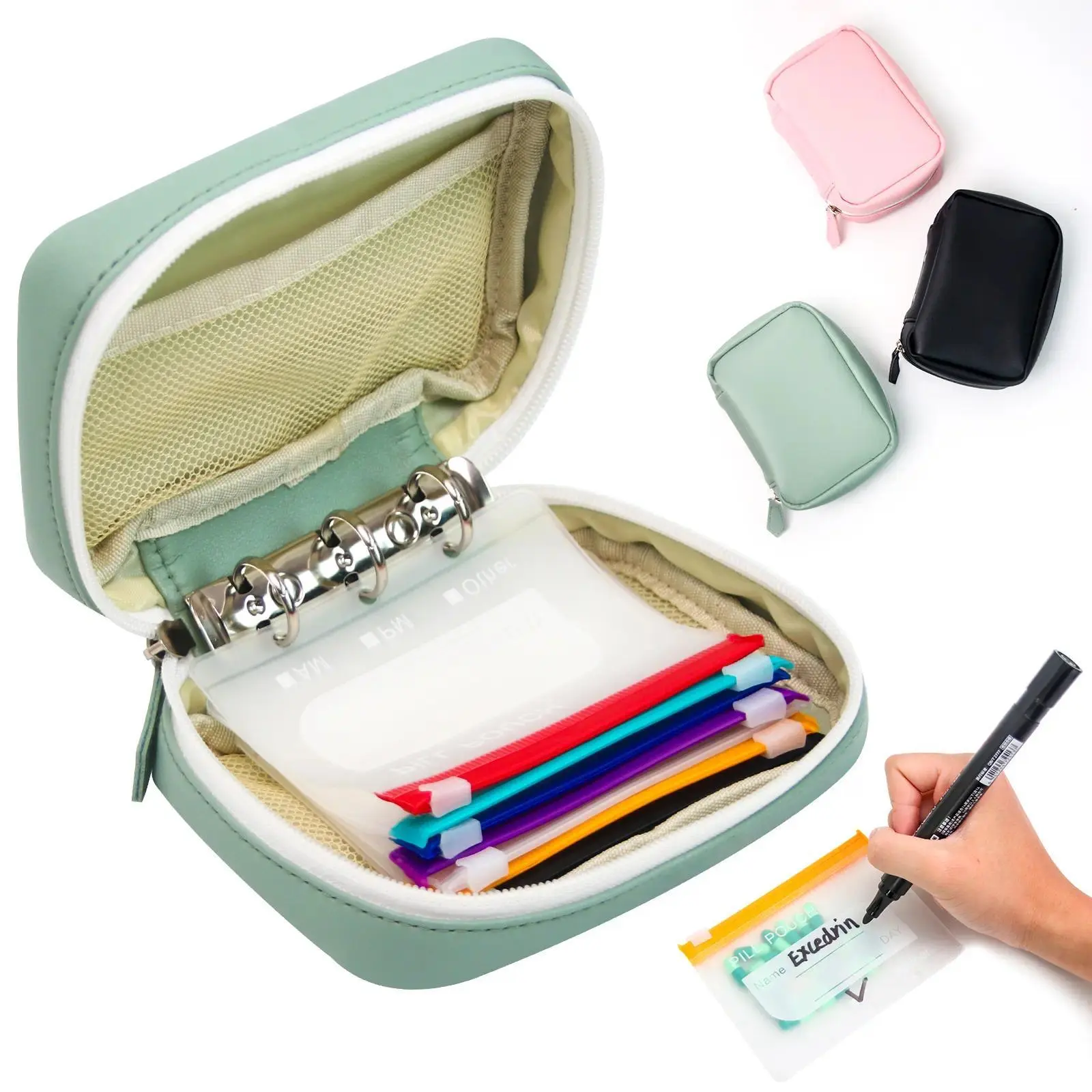 Waterproof Pill Pouch Set, 14pcs Bags Inside, A8 Waterproof Pill Organizer Set, 7 to 14 Days of Meds,Zippered Pill Storage for Fish Oils, Vitamins, Reusable Pocket Pharmacy with Color-Coded Labels dealsforyou, summerwins