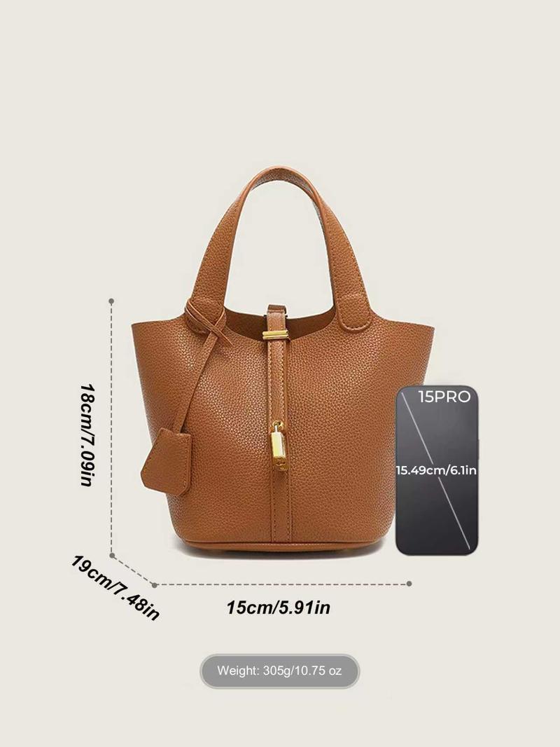 Mini Faux Leather Bucket Bag for Women, Fashionable Bucket Bag, Trendy PU Small Handbag Purse, Girl's Vegetable Baskets bag, Retro Top Handle Tote Bag, Suitable For Commuting, Parties, TravelSatchel, Work