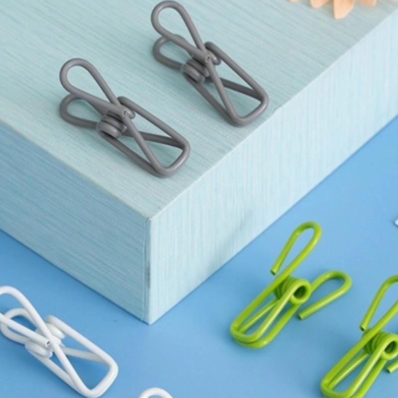 15 Multifunctional Stainless Steel Clips with PVC Coating, Ideal for Paper, Bags, Clothes, Food Sealing, and More
