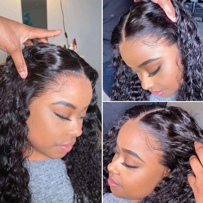 Bling Hair 13x6 Deep Wave Lace Frontal Human Hair Wigs Brazilian 13x4 Transparent Lace Front Wig For Black Women Bleached Knots Lace Wig Natural Color Pre Plucked