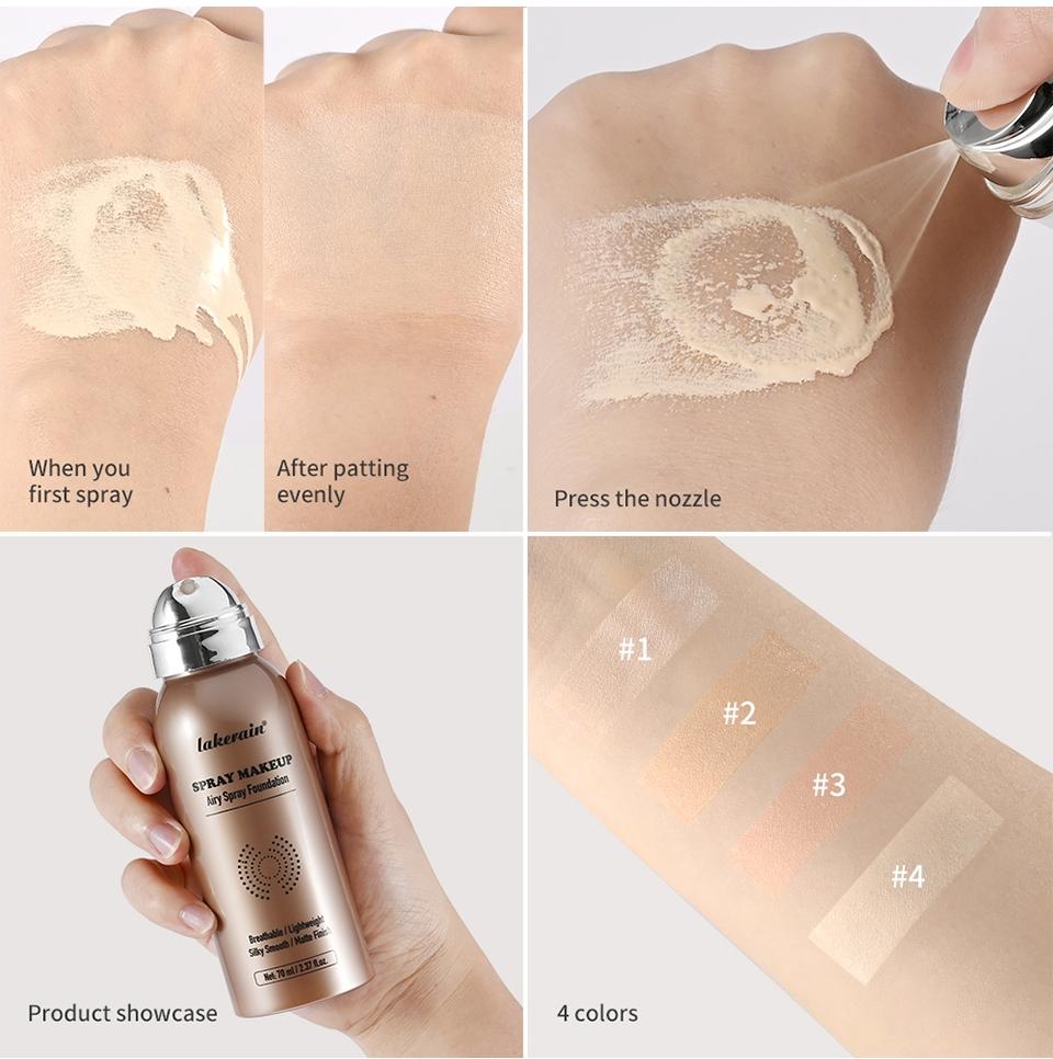 4-Color Air Spray Foundation, Matte Liquid Makeup, Long-Lasting Setting Spray, Concealer Spray, Waterproof Sweatproof Foundation