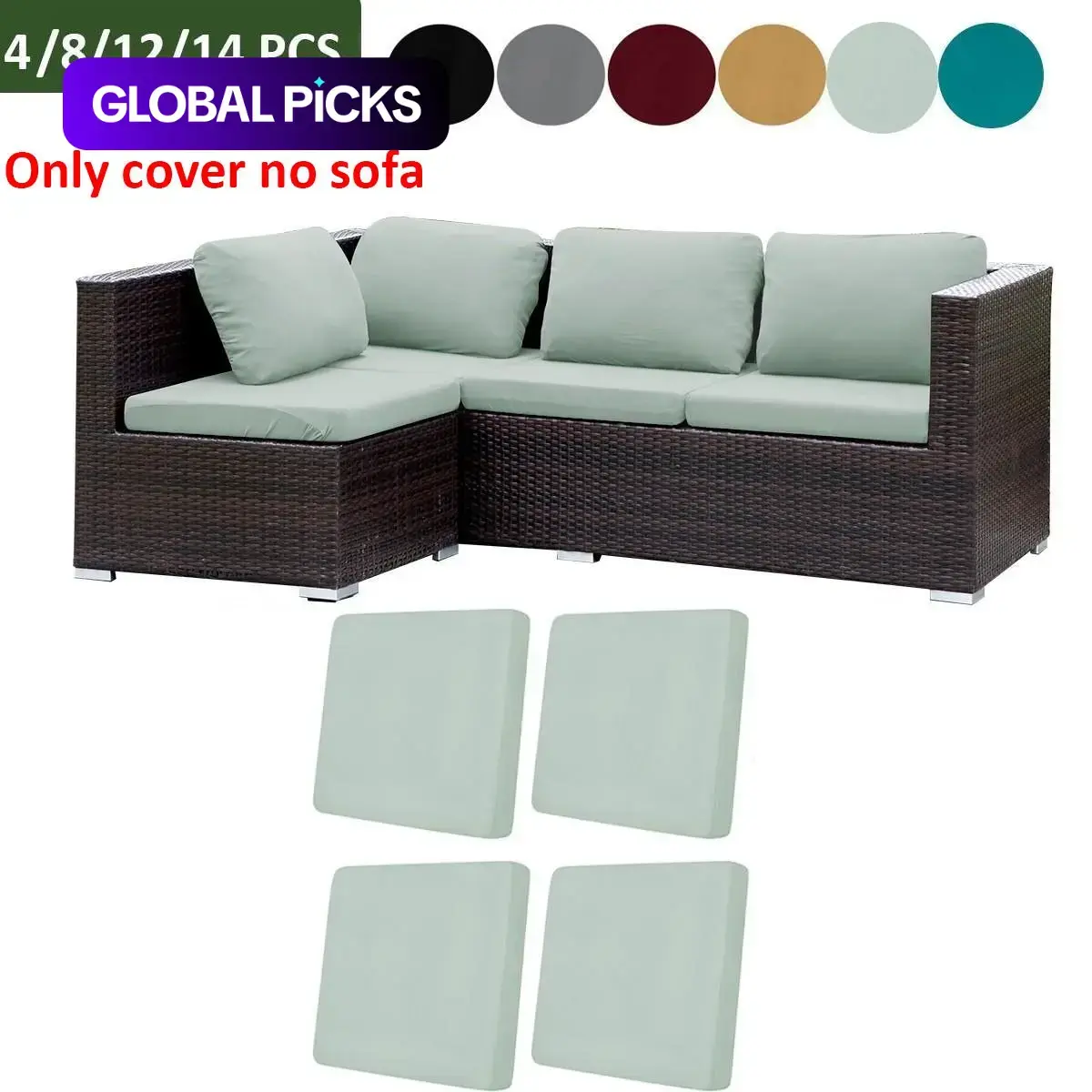 4/8/12/14 Piece Set High Elasticity Outdoor Sofa Cushion Covers, Comfy Soft Washable Touch, All-Seasons, Fashionable and Durable #GLOBAL PICKS