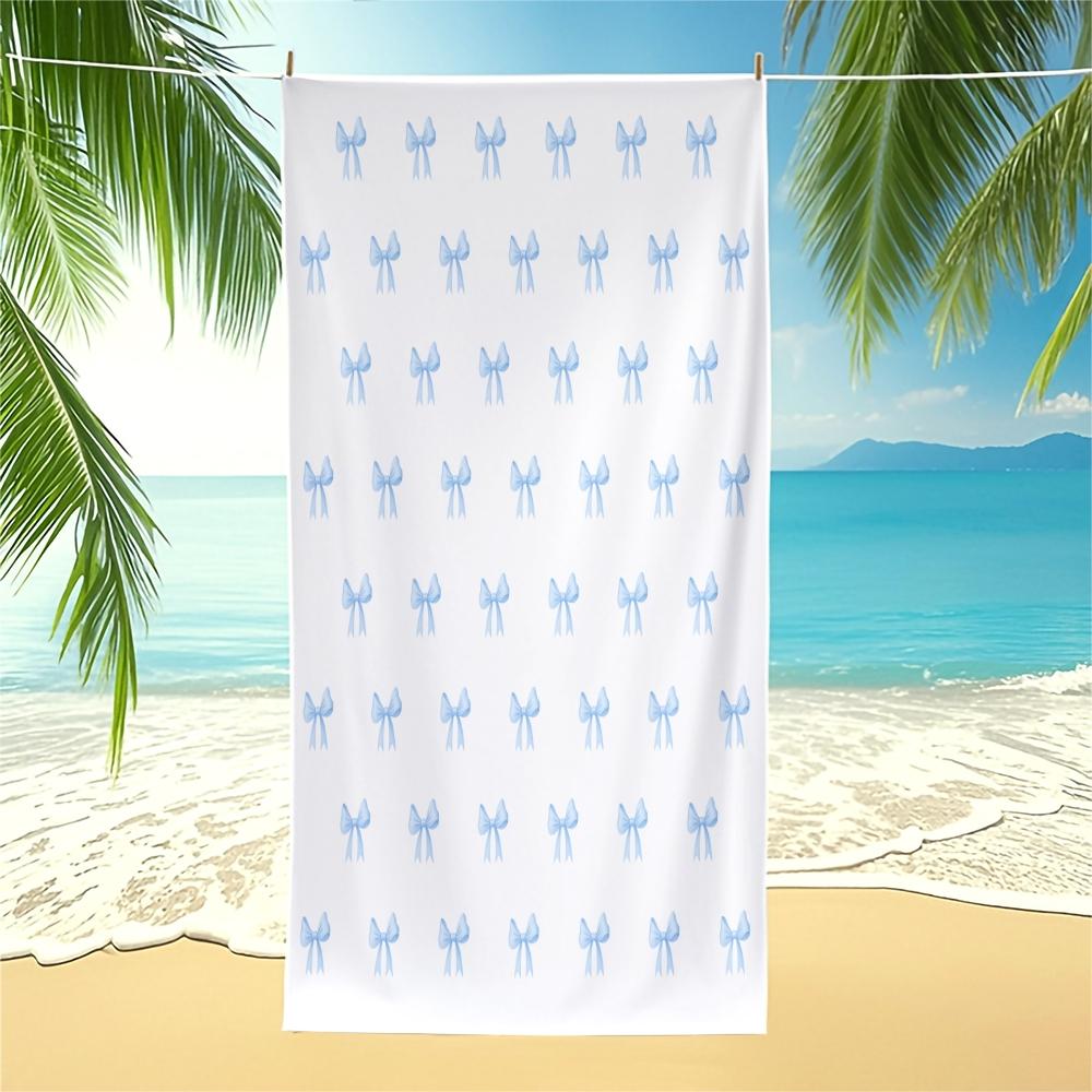 Bow Series Cute Romantic Sweet Sand Free Beach Towel, for Beach, SPA, Hot Spring, Pool, Picnic, Camping, Gym and Yoga, Absorbent, Fast Drying, Lightweight and Portable, Housewarming Birthday Valentine's Day Christmas Gift