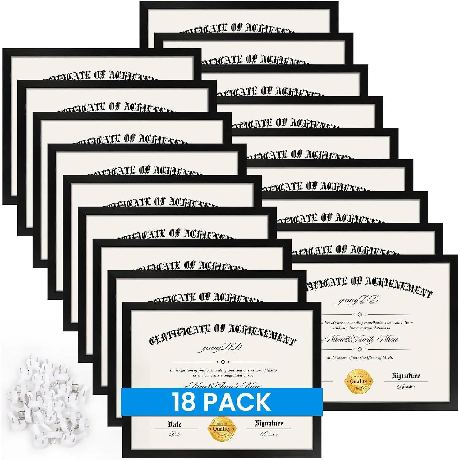 18 Pack Certificate Frames 8.5 x 11, College Diploma Frame, Black