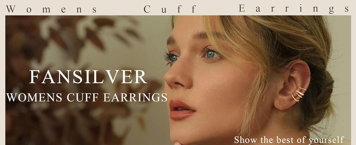 Fansilver 3count Ear Cuff Earrings for Women Non Piercing 14K Gold Plated Ear Cuffs Clip on Cartilage Earrings Adjustable Fake Earrings Lightweight Back to School Soft Copper Material